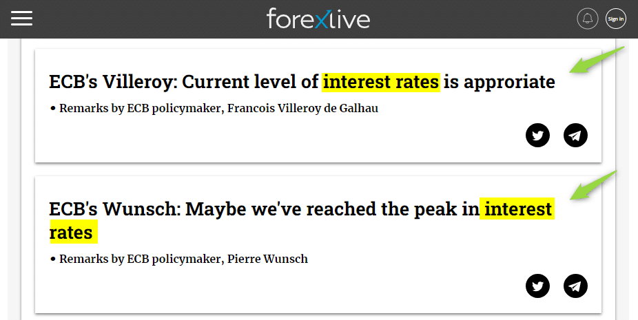 Section on ForexLive about central banks